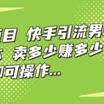 暴利项目，快手引流男粉变现，零成本，卖多少赚多少，一部手机即可操作…-梦帆创业网