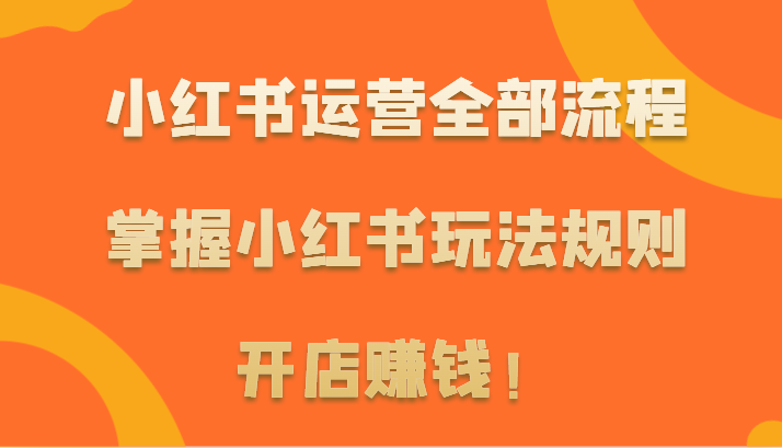 小红书运营全部流程，掌握小红书玩法规则，开店赚钱！-梦帆创业网