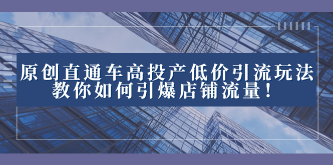 2023直通车高投产低价引流玩法，教你如何引爆店铺流量！-梦帆创业网