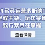 2024多多运营必听的12节课,全程干货,玩法实操,爆款方案尽在掌握-梦帆创业网