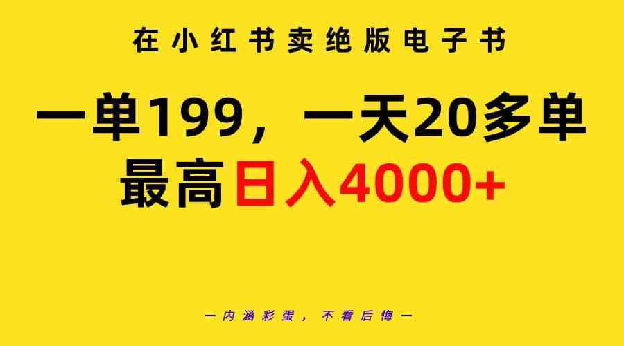 （9401期）在小红书卖绝版电子书，一单199 一天最多搞20多单，最高日入4000+教程+资料-梦帆创业网