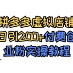 拼多多虚拟店铺日引200+付费创业粉实操教程-梦帆创业网
