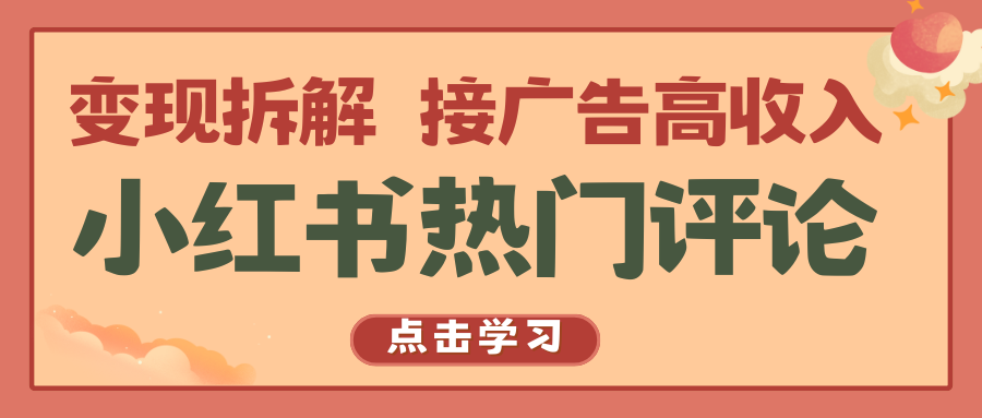 小红书热门评论，变现拆解，接广告高收入-梦帆创业网