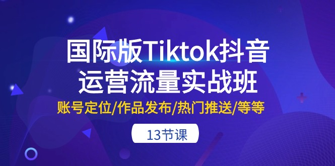 国际版Tiktok抖音运营流量实战班：账号定位/作品发布/热门推送/等等（13节）-梦帆创业网