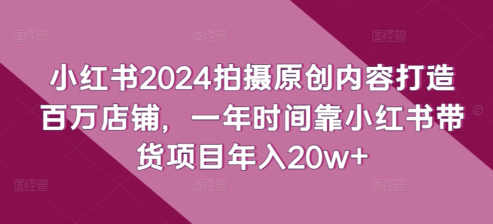 小红书2024拍摄原创内容打造百万店铺，一年时间靠小红书带货项目年入20w+-梦帆创业网