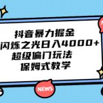 抖音暴力掘金，靠闪烁之光日入4000+，超级偏门玩法 保姆式教学-梦帆创业网