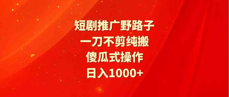 （9586期）短剧推广野路子，一刀不剪纯搬运，傻瓜式操作，日入1000+-梦帆创业网