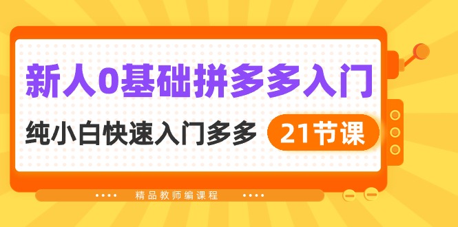 新人0基础拼多多入门，纯小白快速入门多多（21节课）-梦帆创业网
