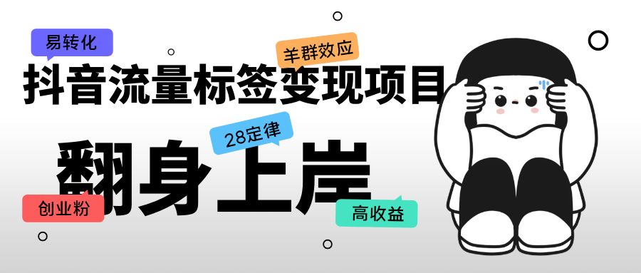 抖音流量标签变现项目，抖音创业粉轻松转化，单价高收益简单-梦帆创业网