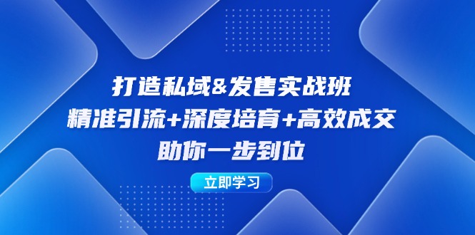 打造私域&发售实操班：精准引流+深度培育+高效成交，助你一步到位-梦帆创业网
