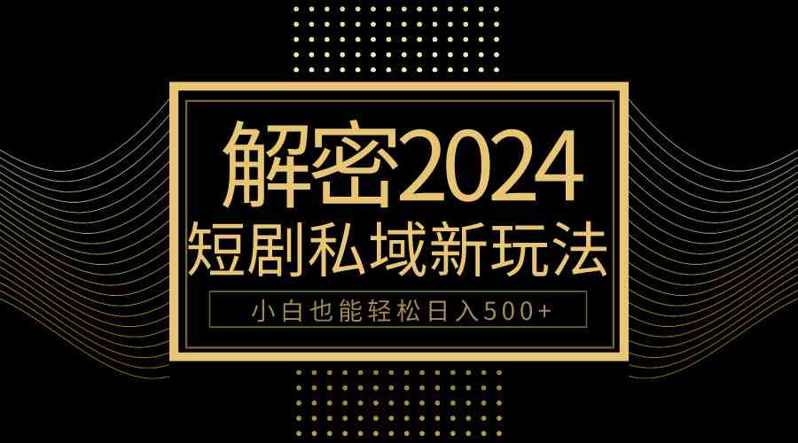 （9951期）10分钟教会你2024玩转短剧私域变现，小白也能轻松日入500+-梦帆创业网
