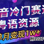 抖音冷门赛道，粤语动画，作品制作简单,月入1w+（附1027G素材）-梦帆创业网