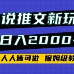 小说推文新玩法，日入2000+，人人皆可做，保姆级教程-梦帆创业网