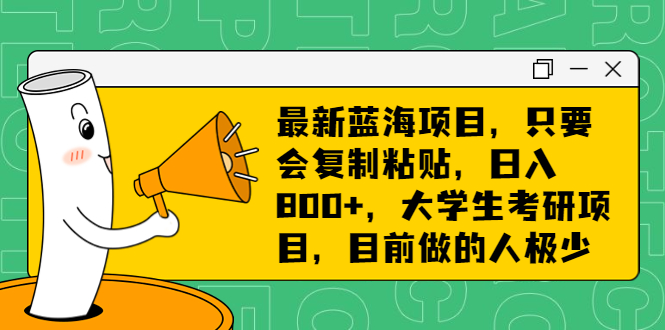 最新蓝海项目，只要会复制粘贴，日入800+，大学生考研项目，目前做的人极少-梦帆创业网