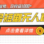 视频号短剧无人直播，螺旋起号，单号日收益1000+-梦帆创业网