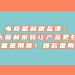 电商 盈利精品课：6大盈利 密码让产品更好卖，流量是刚需！爆款是刚需-梦帆创业网