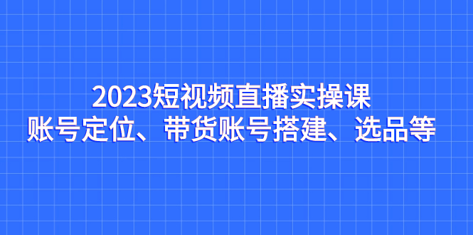 2023短视频直播实操课，账号定位、带货账号搭建、选品等-梦帆创业网