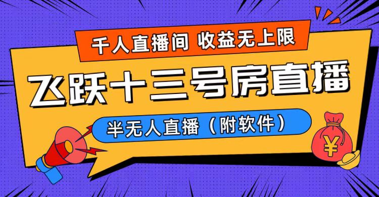 爆火飞跃十三号房半无人直播，一场直播上千人，日入过万！（附软件）-梦帆创业网