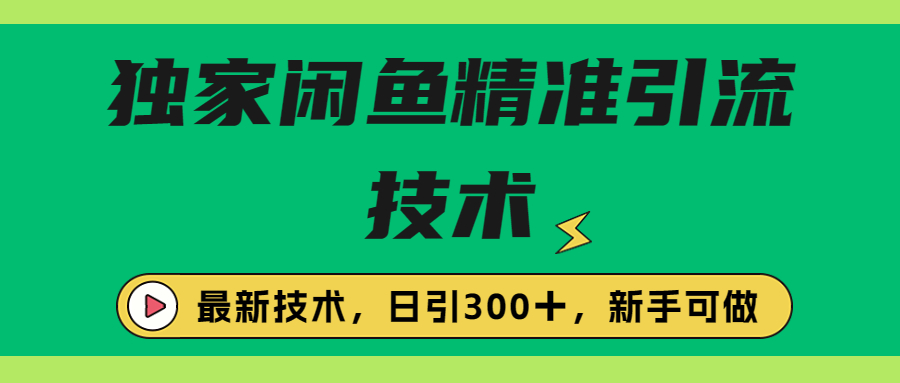 独家闲鱼引流技术，日引300＋实战玩法-梦帆创业网
