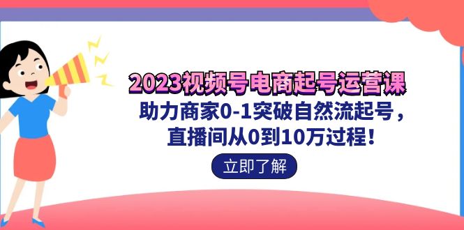 2023视频号-电商起号运营课 助力商家0-1突破自然流起号 直播间从0到10w过程-梦帆创业网