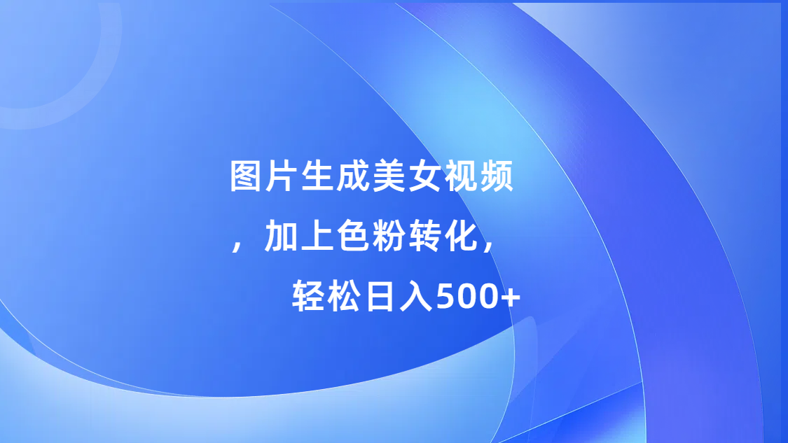 图片生成美女视频，加上s粉转化，轻松日入500+-梦帆创业网