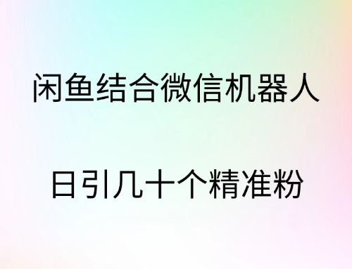 闲鱼结合微信机器人，日引几十个精准粉-梦帆创业网