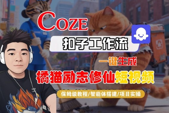 Coze扣子智能体工作流一键生成“橘猫励志修仙“短视频，全流程保姆级教学-梦帆创业网