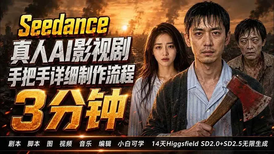 （19706期） 3分钟真人AI影视剧怎么做？SD 2.0手把手完整制作流程｜Higgsfield 14天SD 2.0/2.5无限生成-梦帆创业网