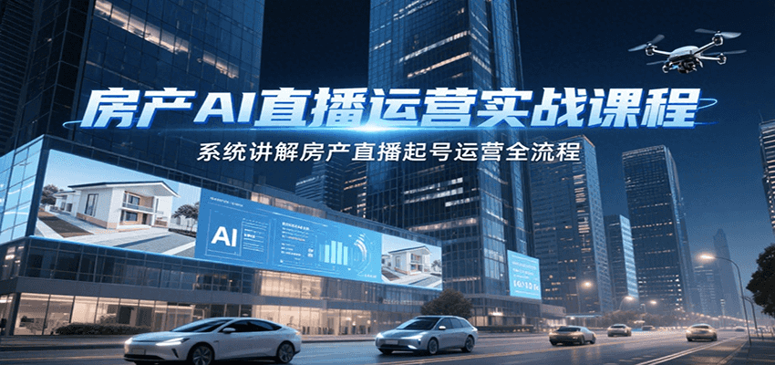 房产AI直播运营实战课程，系统讲解房产直播起号运营全流程-梦帆创业网