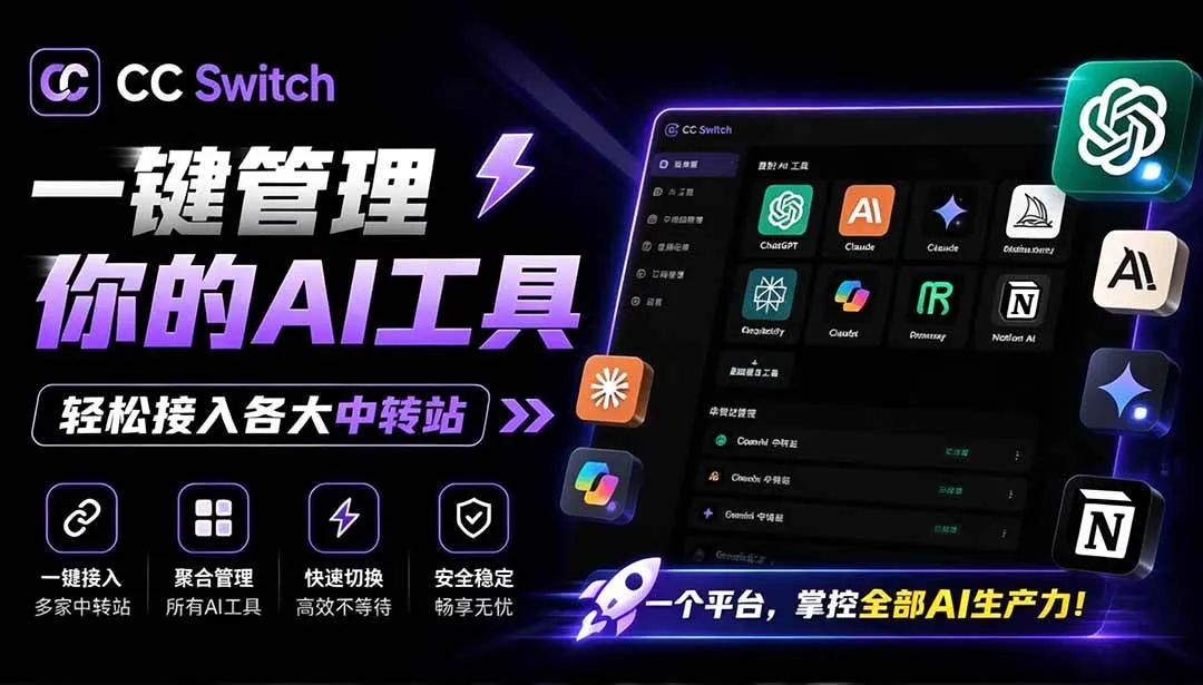（19335期）一键给Chatgpt、Codex、Claude接入地第三方中转站，CC Switch统一管理你的 AI 编程工具工作流