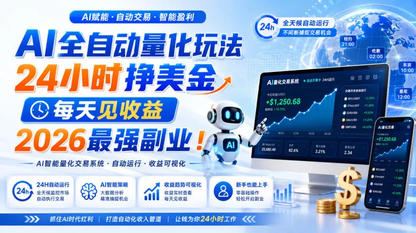AI全自动量化玩法，24小时挣美金，每天见收益，2026最强副业！【揭秘】-梦帆创业网