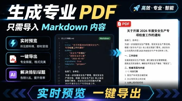 只需导入Markdown内容，实时预览一键导出专业PDF！轻松解决AI生成内容排版问题Presto-梦帆创业网