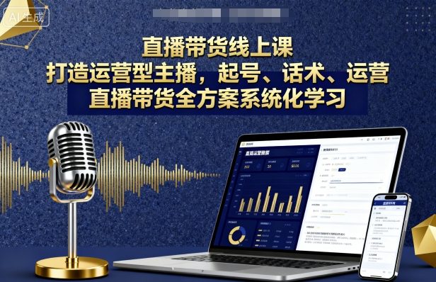 直播带货线上课，打造运营型主播，起号、话术、运营，直播带货全方案系统化学习-梦帆创业网