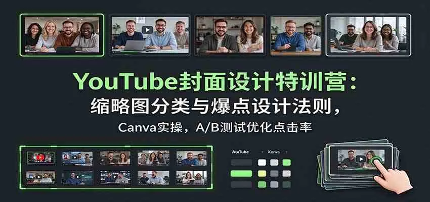 YouTube封面设计特训营:缩略图分类与爆点设计法则,Canva实操,A/B测试优化点击率 YouTube封面设计特训营:缩略图分类与爆点设计法则,Canva实操,A/B测试优化点击率
