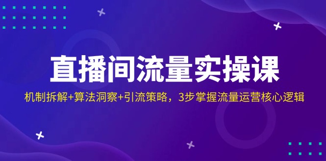 直播间流量实操课：机制拆解+算法洞察+引流策略，3步掌握流量运营核心逻辑-梦帆创业网