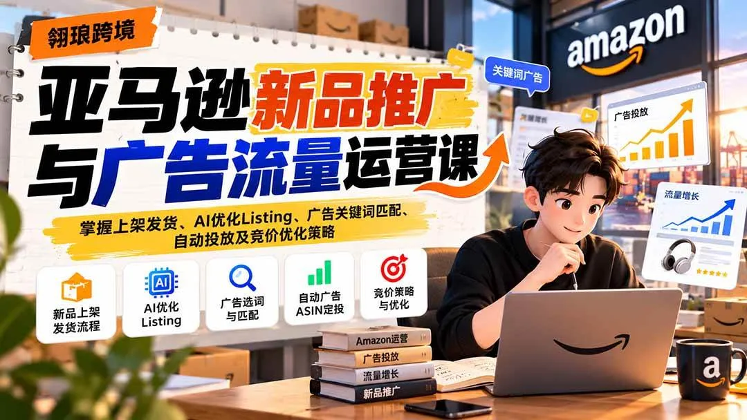 (21036期)亚马逊新品推广与广告流量运营课:掌握上架发货、AI优化Listing、广告关键词匹配、自动投放及竞价优化策略 (21036期)亚马逊新品推广与广告流量运营课:掌握上架发货、AI优化Listing、广告关键词匹配、自动投放及竞价优化策略