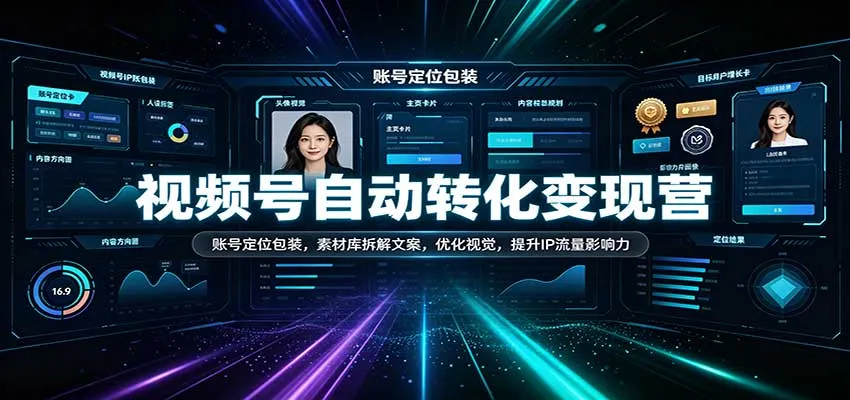 视频号自动转化变现营：账号定位包装，素材库拆解文案，优化视觉，提升IP流量影响力-梦帆创业网