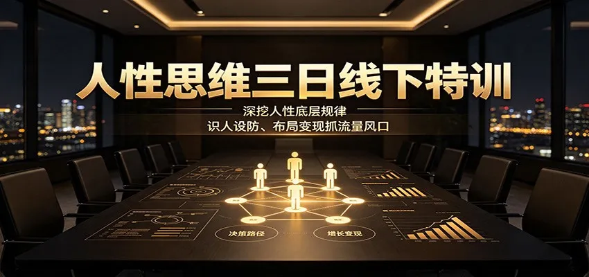 人性思维三日线下特训：深挖人性底层规律，识人设防、布局变现抓流量风口-梦帆创业网