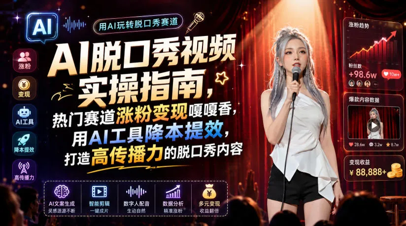 AI脱口秀视频实操指南，热门赛道涨粉变现嘎嘎香，用AI工具降本提效，打造高传播力的脱口秀内容-梦帆创业网