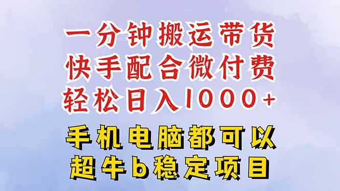 （16285期）快手黑科技一分钟搬运带货，一刀不剪过原创，微付费投流玩法，轻松日入…-梦帆创业网