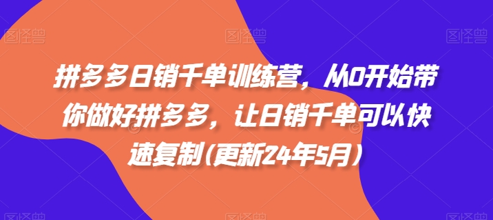 拼多多日销千单训练营，从0开始带你做好拼多多，让日销千单可以快速复制(更新24年12月)-梦帆创业网