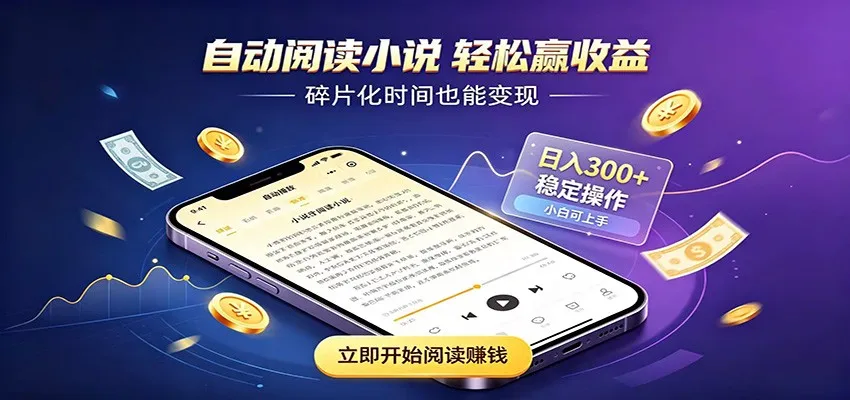 挂机看小说，全程自动运行不费精力，每日稳定赚三百-梦帆创业网