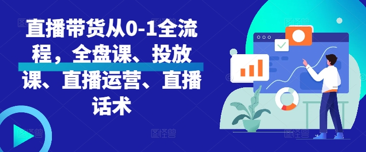 直播带货从0-1全流程，全盘课、投放课、直播运营、直播话术-梦帆创业网