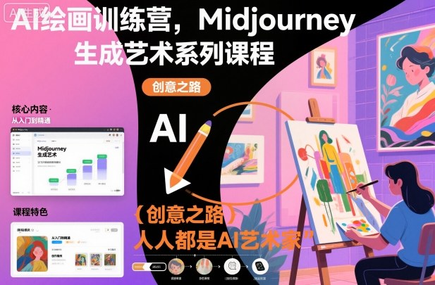 AI绘画训练营，Midjourney生成艺术系列课程，人人都是AI艺术家-梦帆创业网