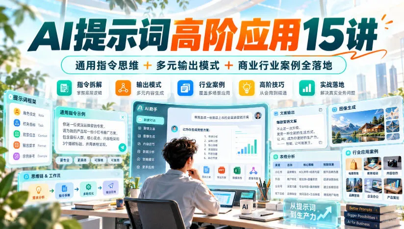 AI提示词高阶应用15讲｜通用指令思维+多元输出模式+商业行业案例全落地-梦帆创业网