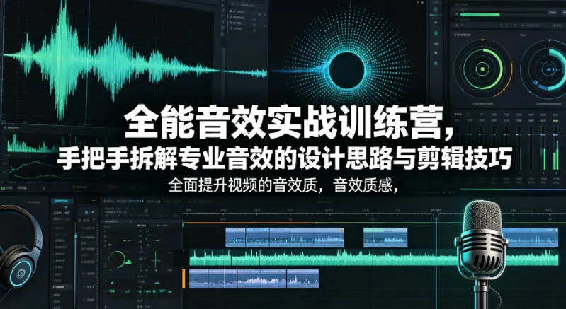 全能音效实战训练营，手把手拆解专业音效的设计思路与剪辑技巧，全面提升视频的音效质感-梦帆创业网