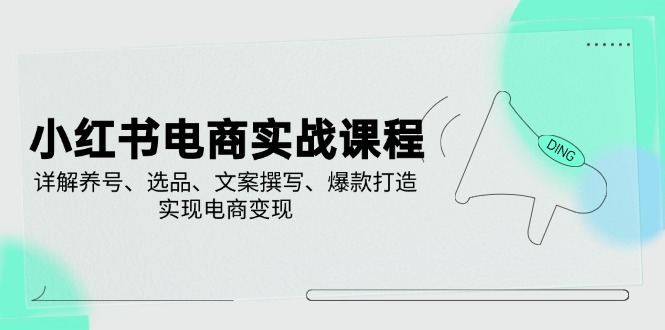 （14549期）小红书电商实战课程，详解养号、选品、文案撰写、爆款打造，实现电商变现-梦帆创业网