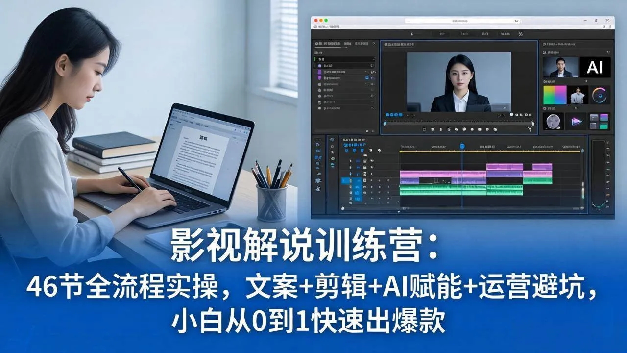 （18053期）影视解说特训营：46节全流程实操，文案+剪辑+AI赋能+运营避坑，小白从0到1快速出爆款-梦帆创业网