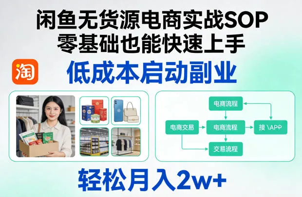 闲鱼无货源电商实战SOP，零基础也能快速上手，低成本启动副业，轻松月入2w+-梦帆创业网