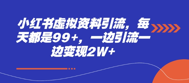 小红书虚拟资料引流，每天都是99+，一边引流一边变现2W+-梦帆创业网
